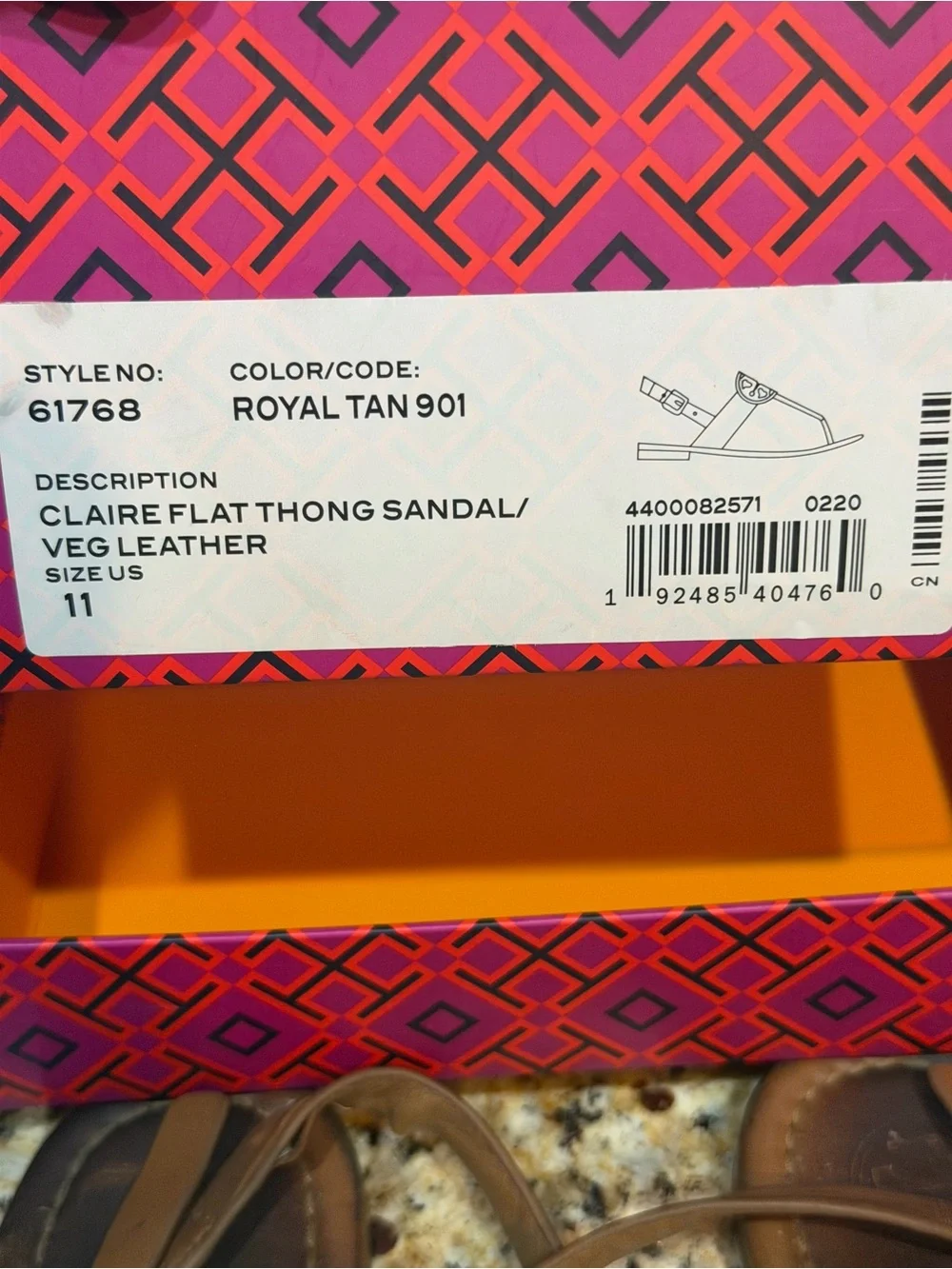 Tory Burch Brown Leather Logo Thong Sandals